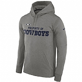 Men's Dallas Cowboys Nike Property Of Performance Pullover Hoodie Heathered Gray,baseball caps,new era cap wholesale,wholesale hats